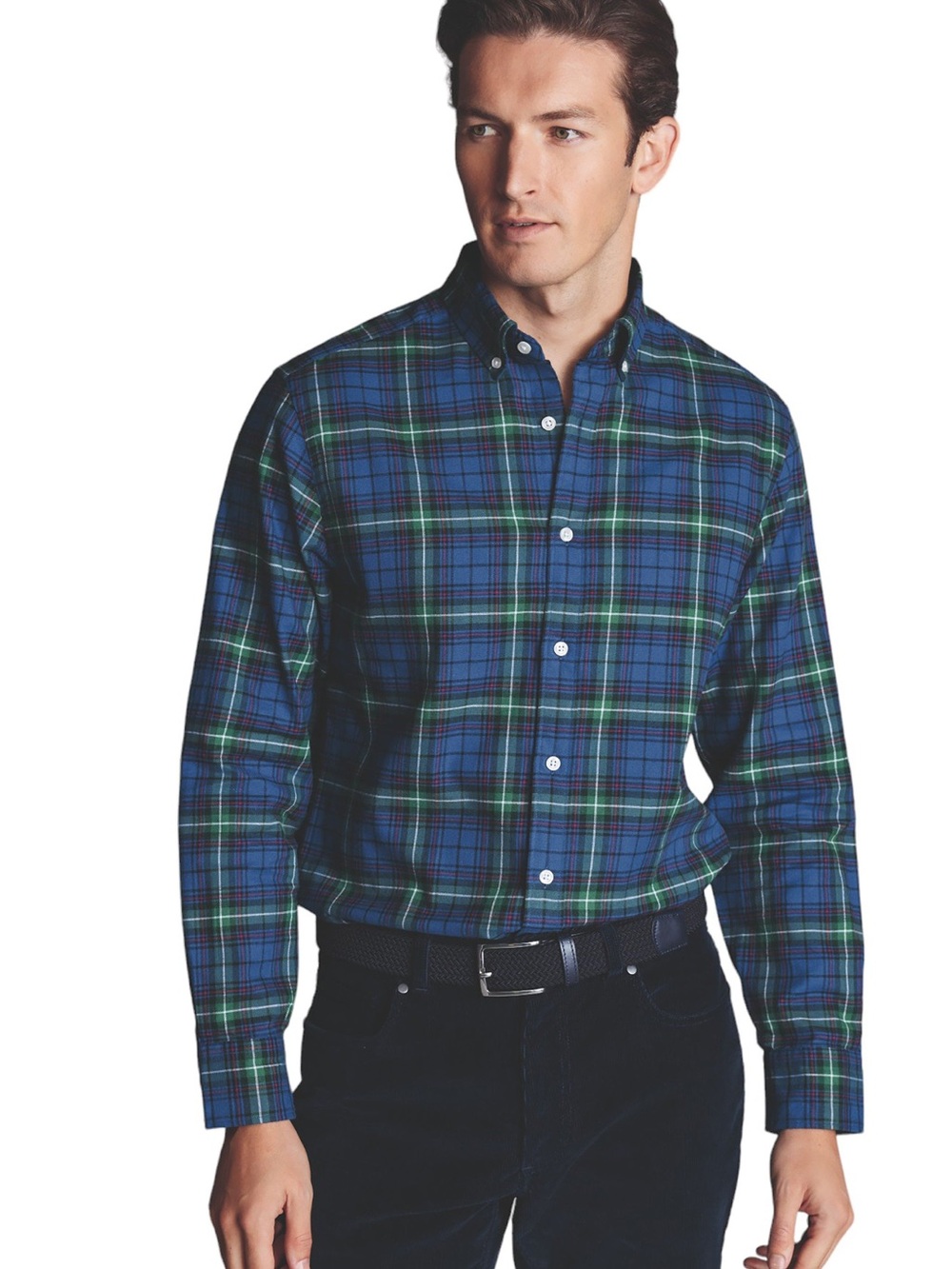 Charles Tyrwhitt Brushed Cotton Flannel Slim Fit Shirt, Small